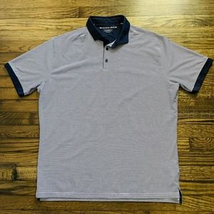 Mizzen+Main Trim Fit Blue Stripe Performance Short Sleeve Polo Shirt Size 2XL